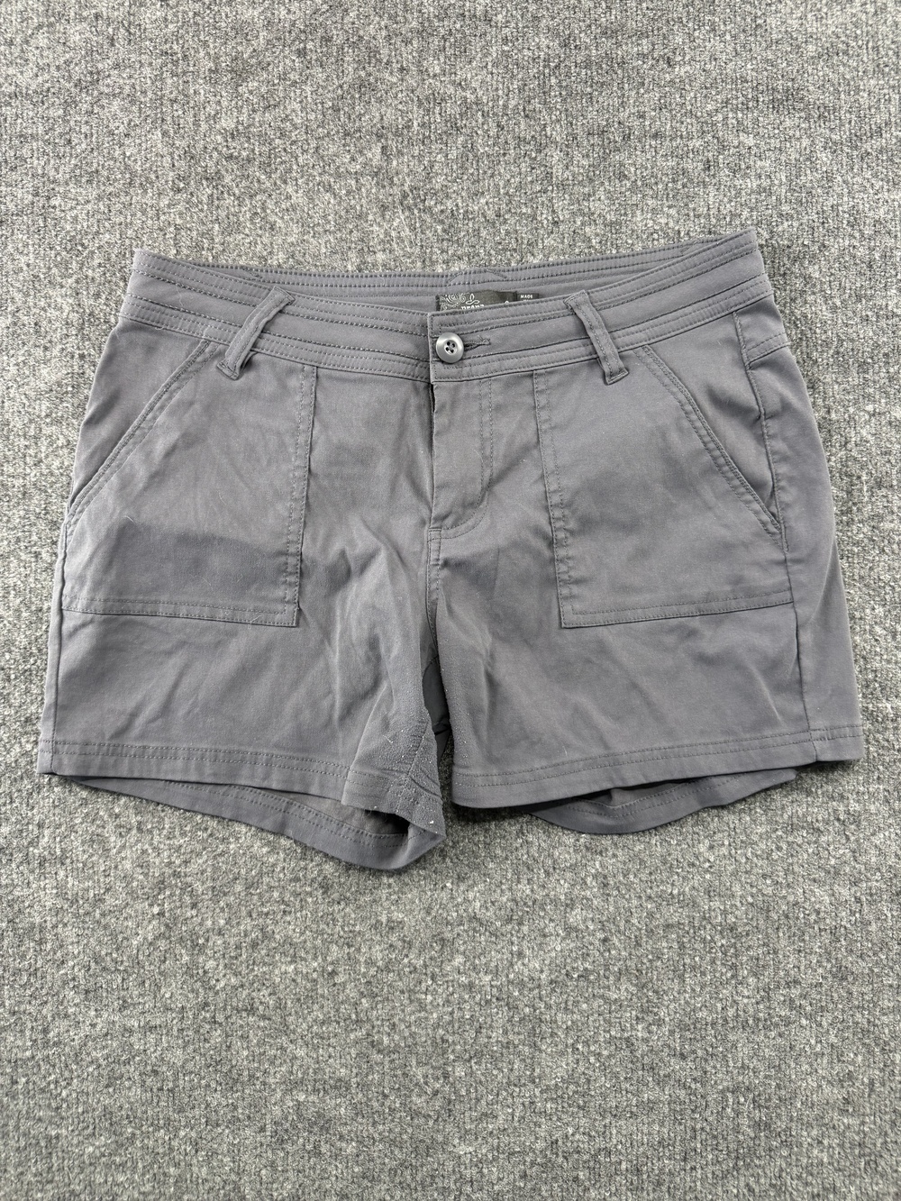 PrAna Shorts Womens 8 Gray Chino Twill Hiking Walking Trail Pockets 4 Inseam